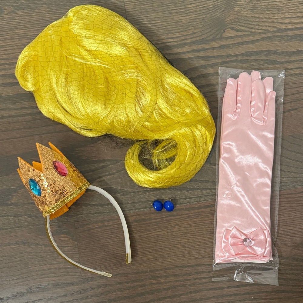 Spooktacular Creations Princess Peach Costume 3T Dress Wig Accessories Set - Picture 6 of 16